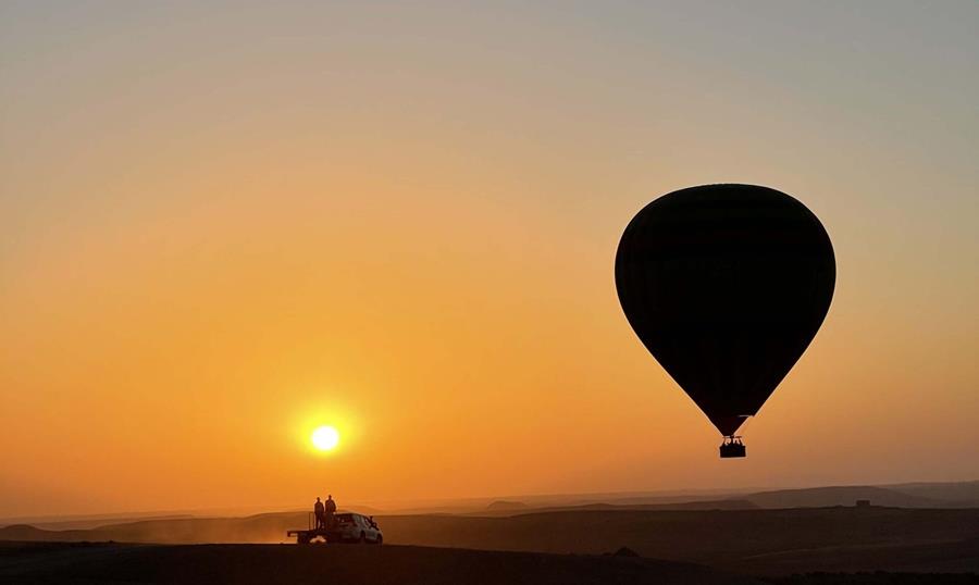 Hot Air Balloon at Sunset in Morocco